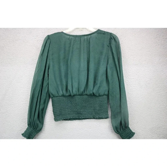 Abercrombie and Fitch Smocked Chiffon Women's Top-Size Medium-Balloon Sleeves - Picture 6 of 7